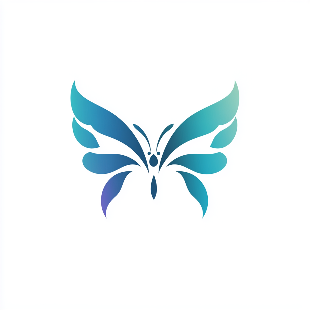 Transformational Coaching Program logo with butterfly symbol, calming tones.