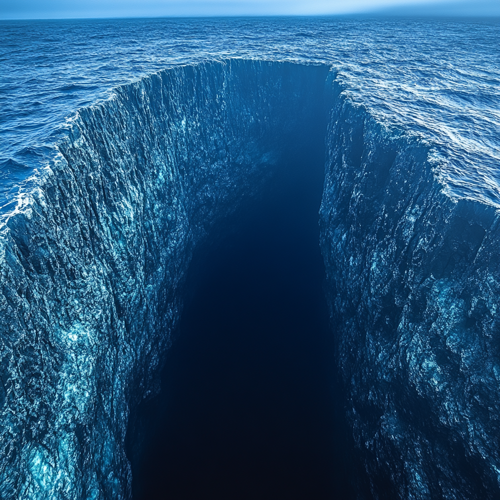 Treacherous Ocean Crevice: Dark, Unexplored, Dangerous Depths