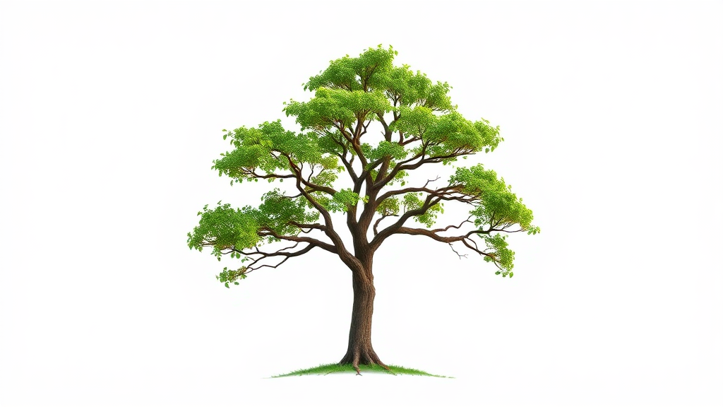 Tree on plain white background, focus on simplicity.