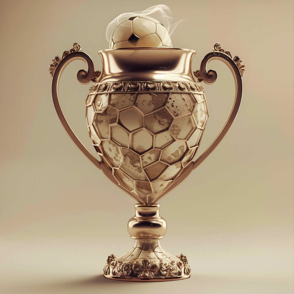 Trophy design: tea cup on Premier League shape.