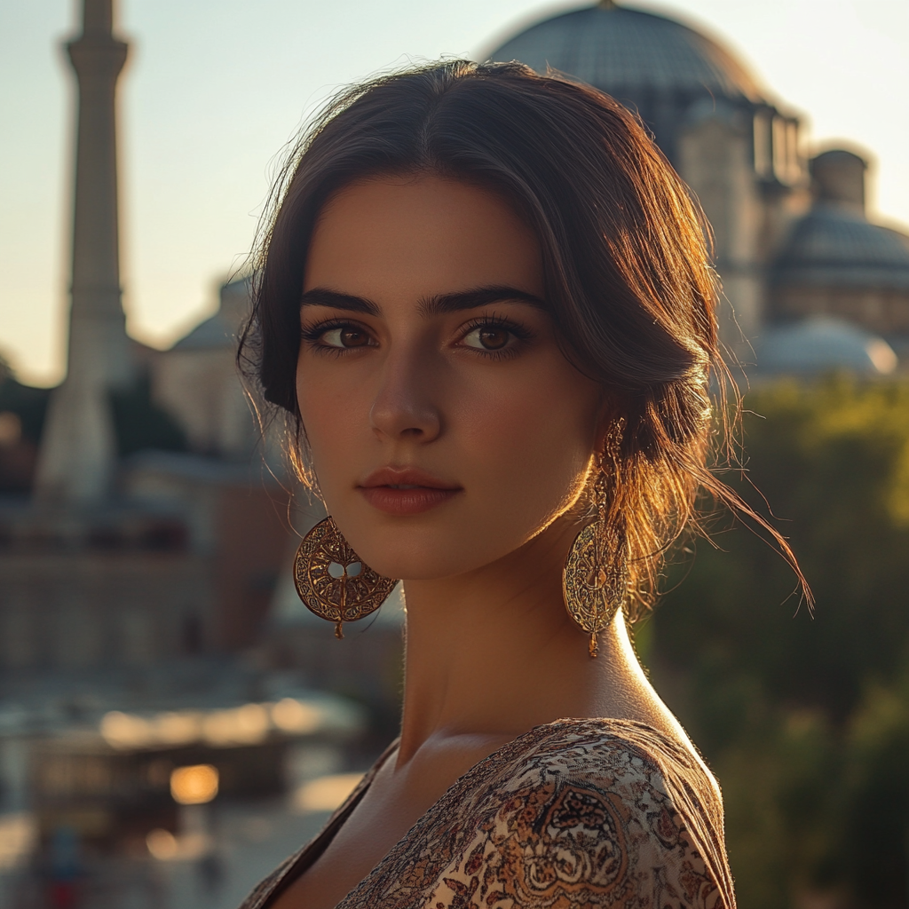 Turkish Woman at Hagia Sophia: Hyper-Realistic Cinematic Shot