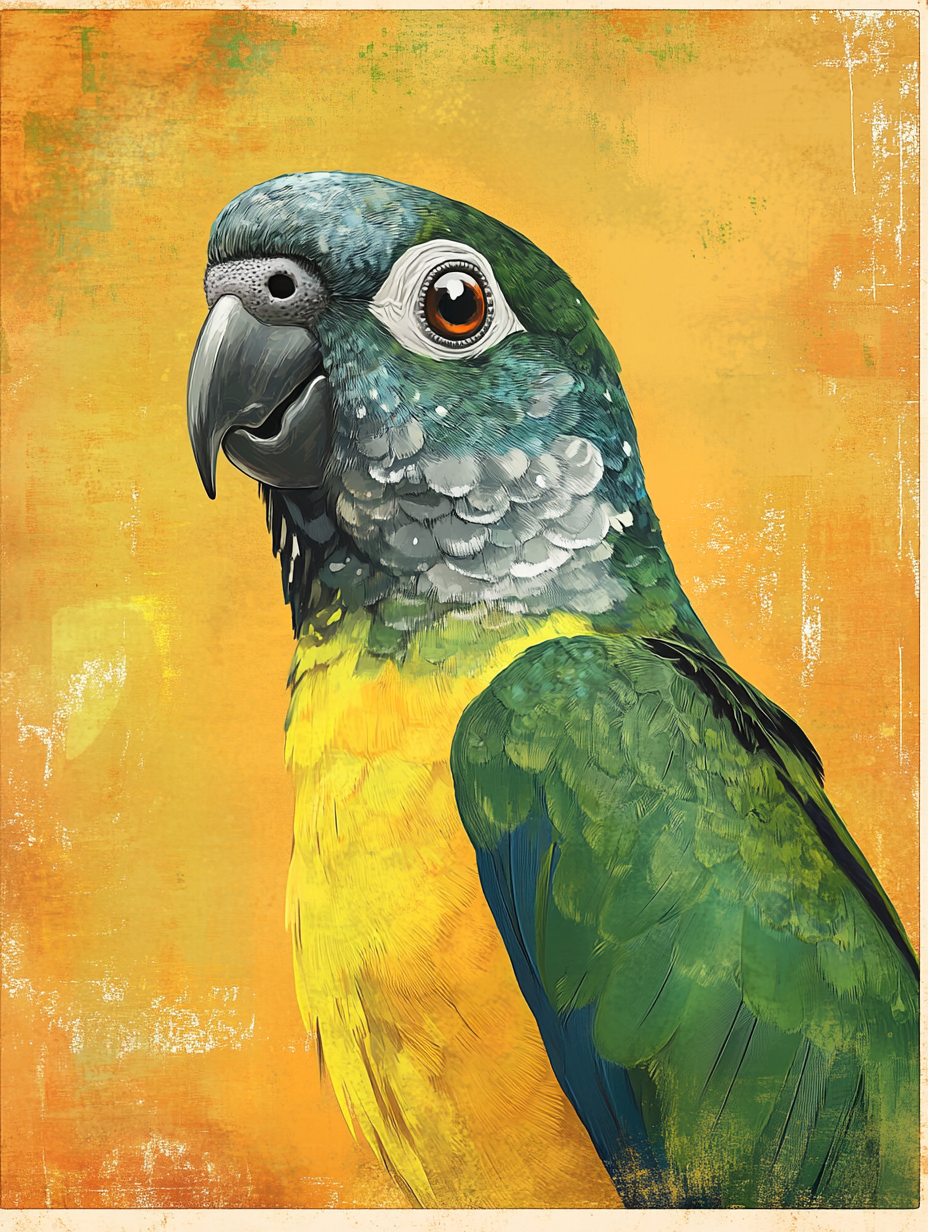 Turquoise Green Cheek Conure Card with Jasper 