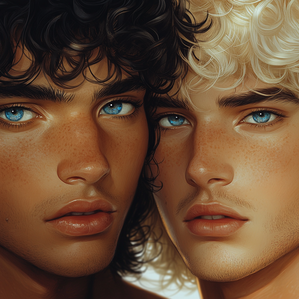 Two Aries men with different hair and eyes.