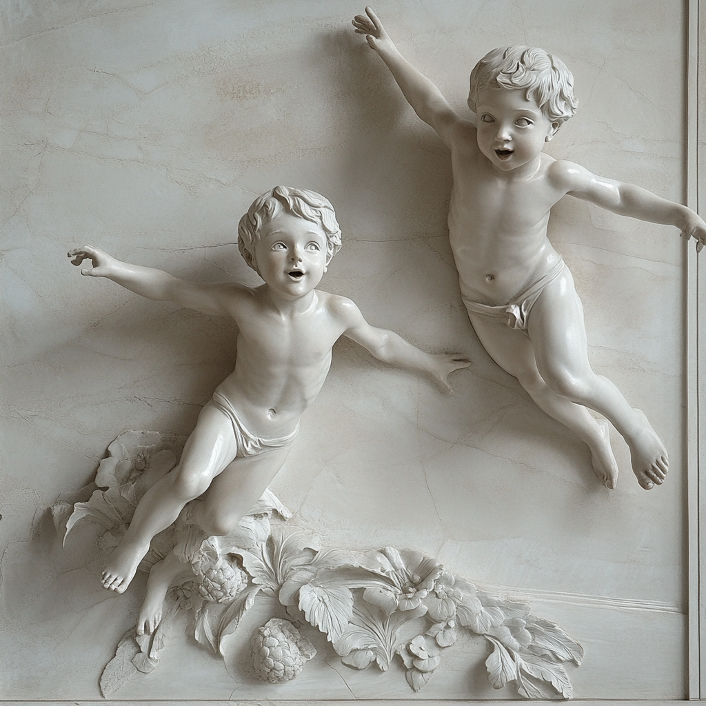 Two Boys Sculpture: Joyful Diving and Playful Gazing