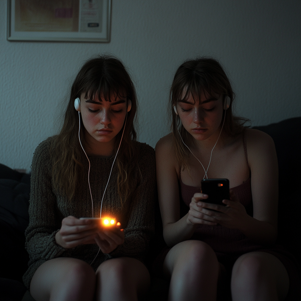 Two Girls Listen to Scary Podcast in Dark