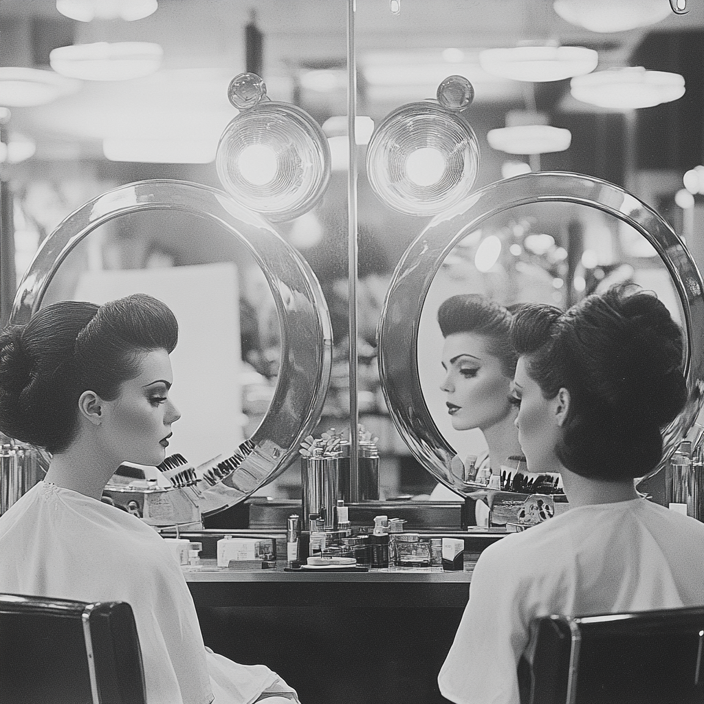 Two ladies getting hair and makeup done