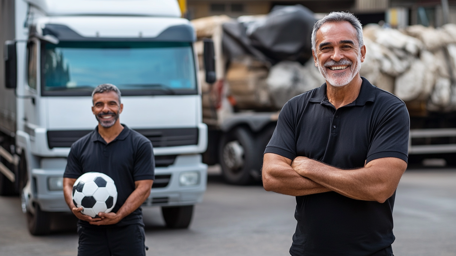 Two men, Brazilian and Caucasian, stand smiling.