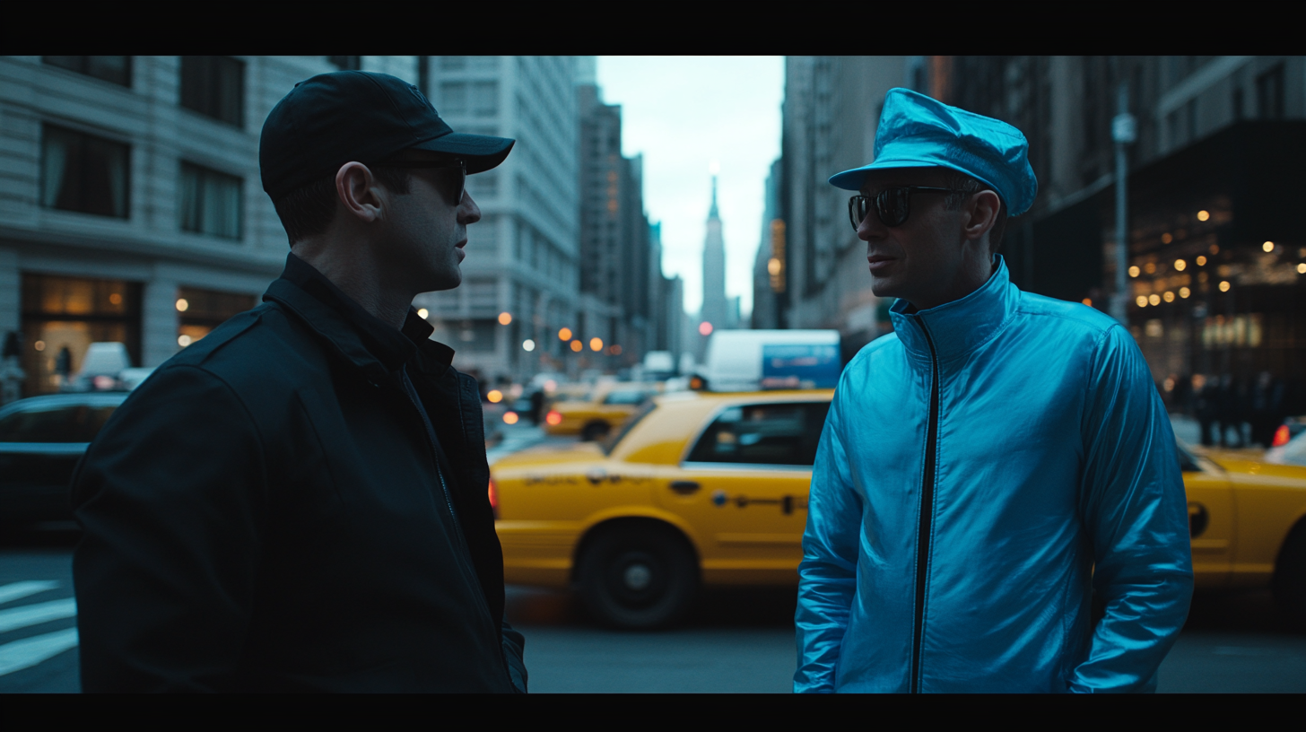 Two men in New York City in daytime.