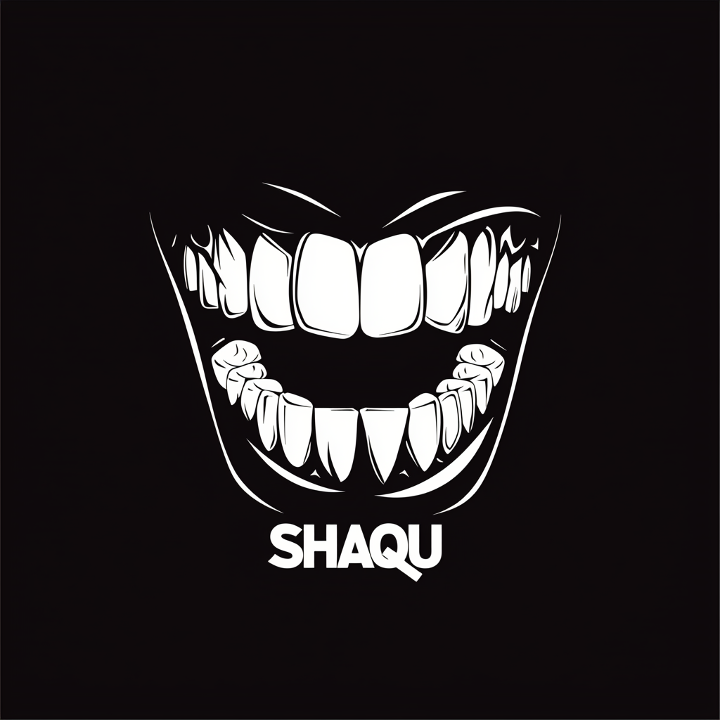 Typographic logo for SHAQU grillz brand with sleek design.