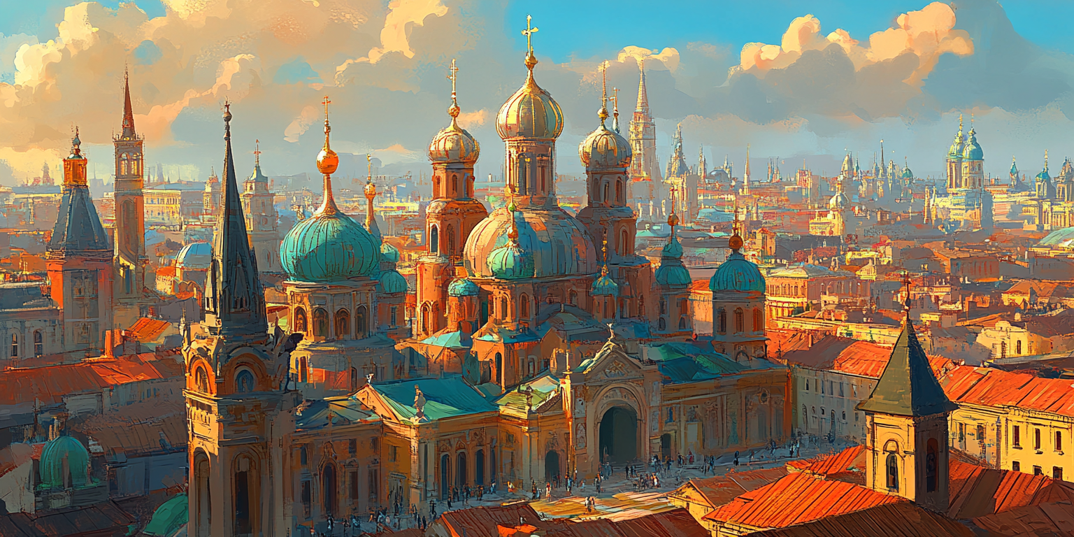 Ukrainian Landscape with Vibrant Architectural Detailing