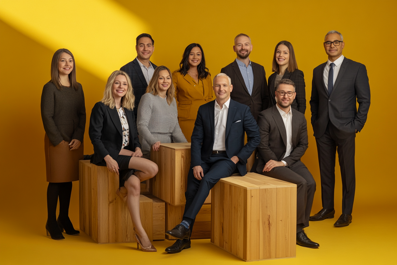 Ultra-Detailed Business Group Photo on Oak Blocks