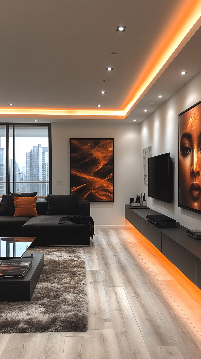 Ultra-Modern Living Room with Black Furniture