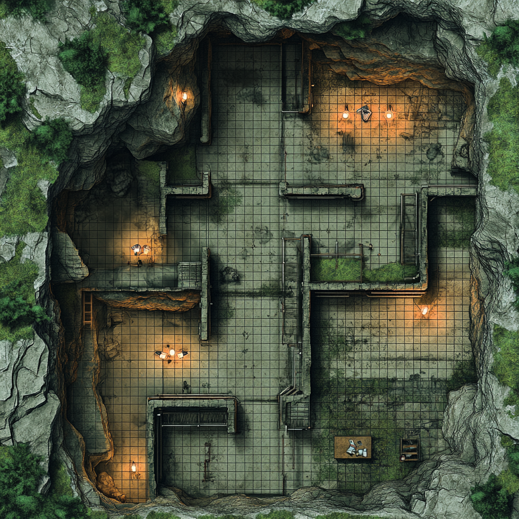 Underground Bunker Map with Trap Rooms, Acid Pools