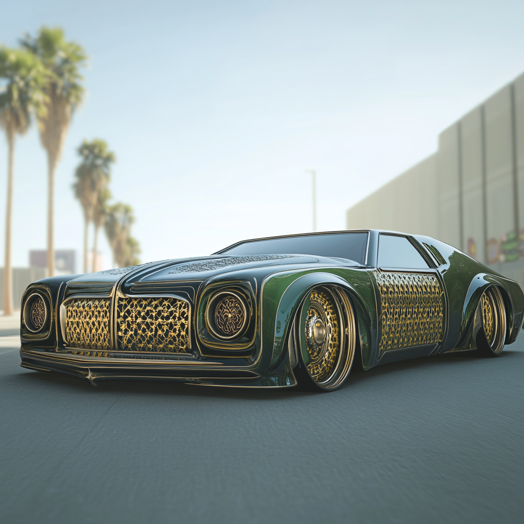 Unique Futuristic East LA Low Rider Car with Perforated Lace Pattern