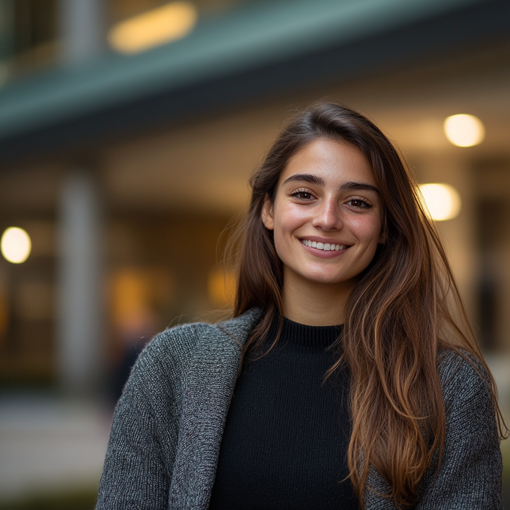 University woman's elegant portrait in stunning lighting