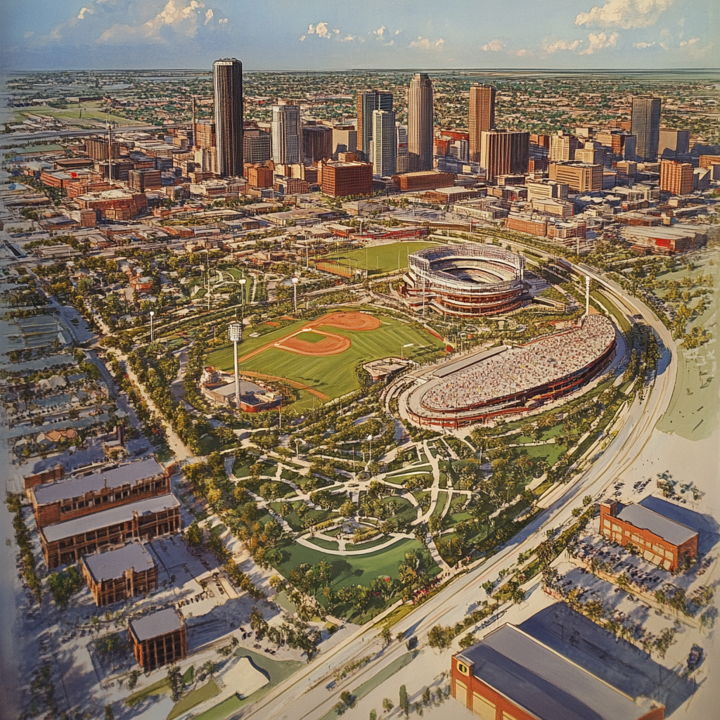 Urban District Concept Art, Aerial View, Kansas City