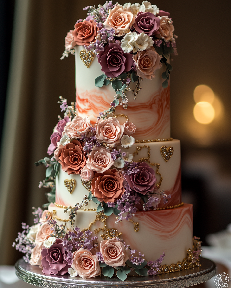 Valentine's Day Themed Geode Cake with Roses