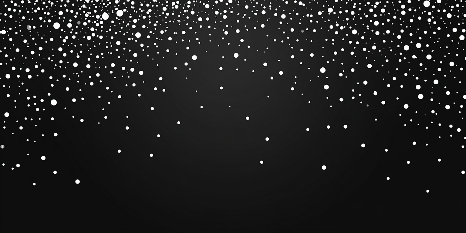 Various sizes of white dots on black background.