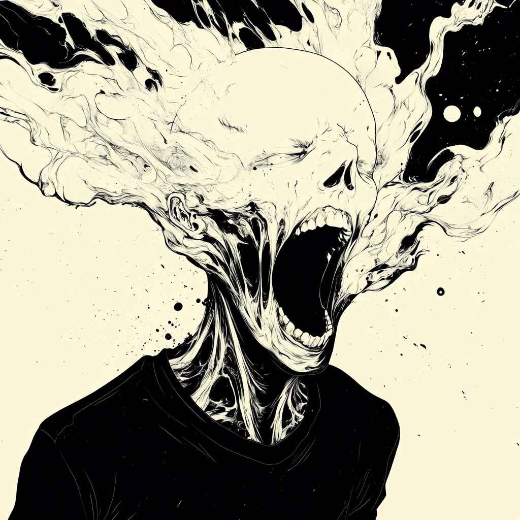 Vector and cosmic art create surreal manga character.