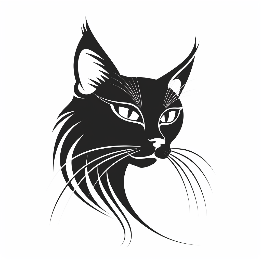 Vector cat logo design, minimalist black and white