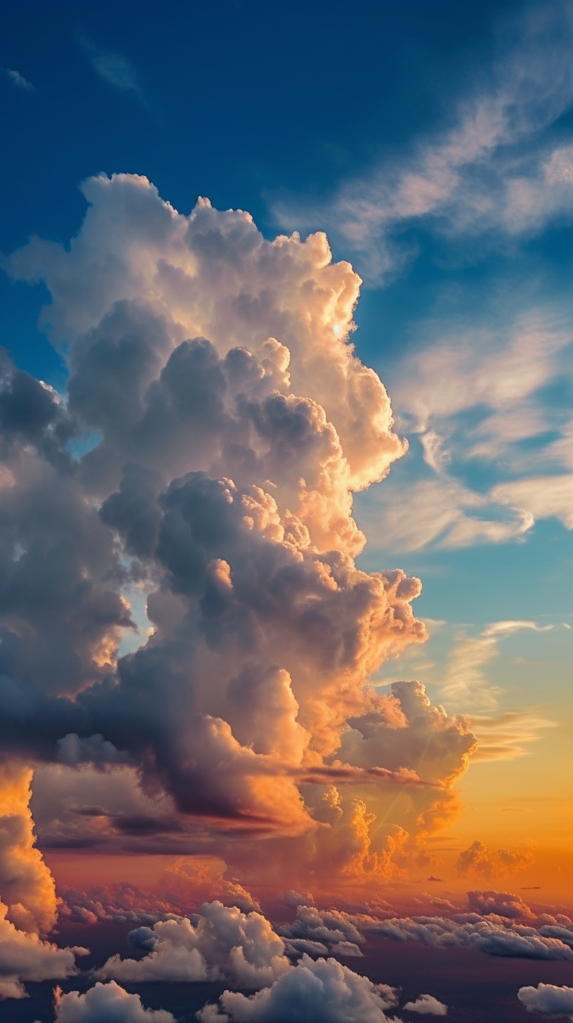 Vertical panoramic view of vibrant sky with soft clouds.