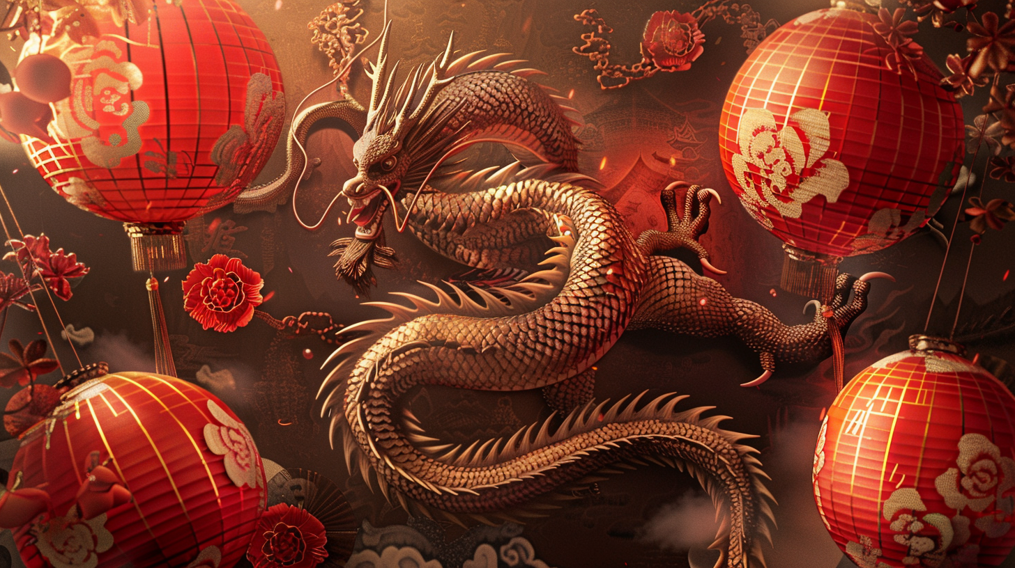 Vibrant 3D Chinese New Year Dragon Wallpaper