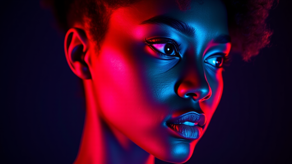 Vibrant Afrofuturism Portrait with Futuristic Lighting