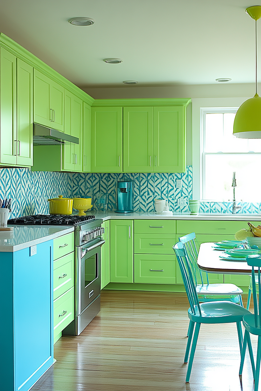 Vibrant Colorful Kitchen with Fun Twist - Stock Photo