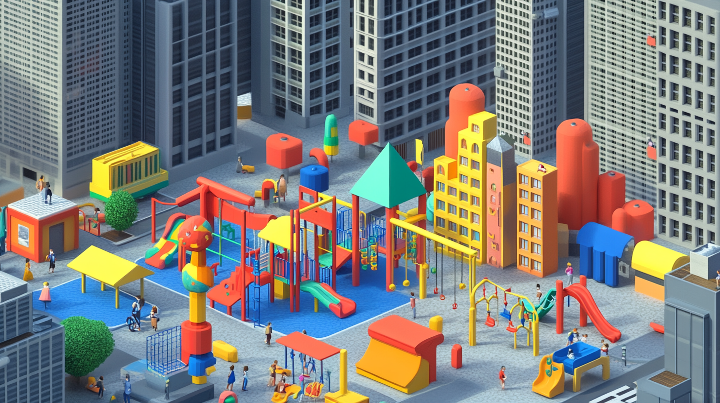 Vibrant Jungle Gym in City Playground: A 4K Scene