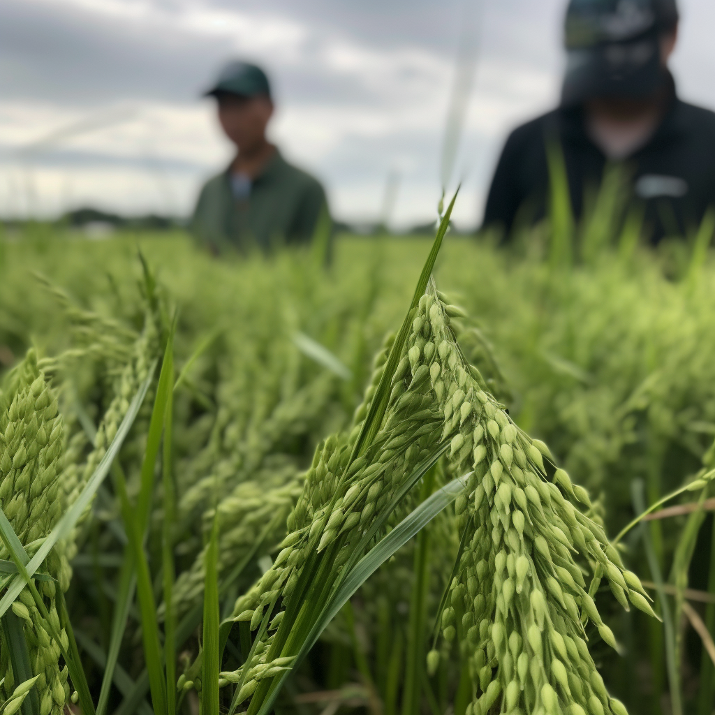 Vibrant Rice Plant in Tranquil Field: A Portrait