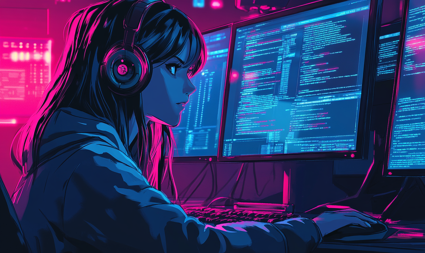 Vibrant artwork showcasing cyber safety with anime style.