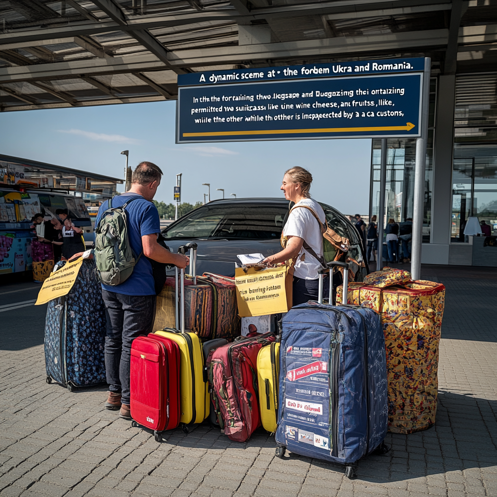 Vibrant travel scene in Ukraine and Romania border crossing.