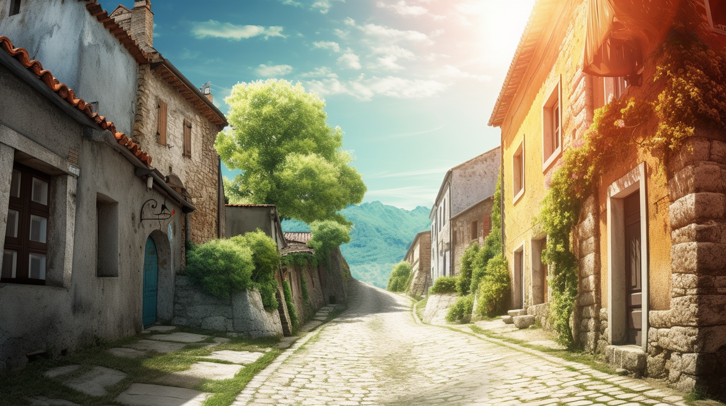 Vibrant village landscape for stunning PowerPoint background