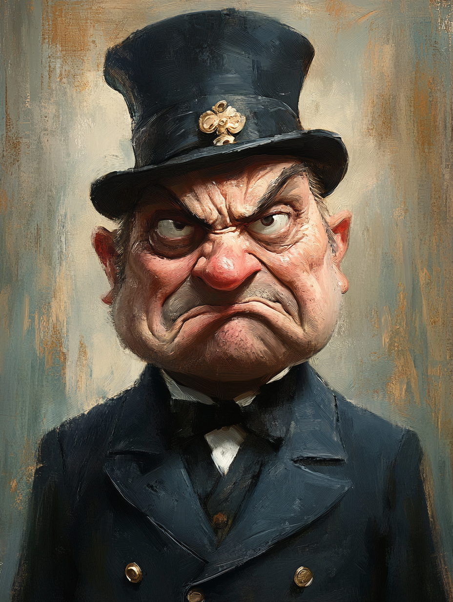 Victorian butler in various Pixar-style expressions, painted digitally.