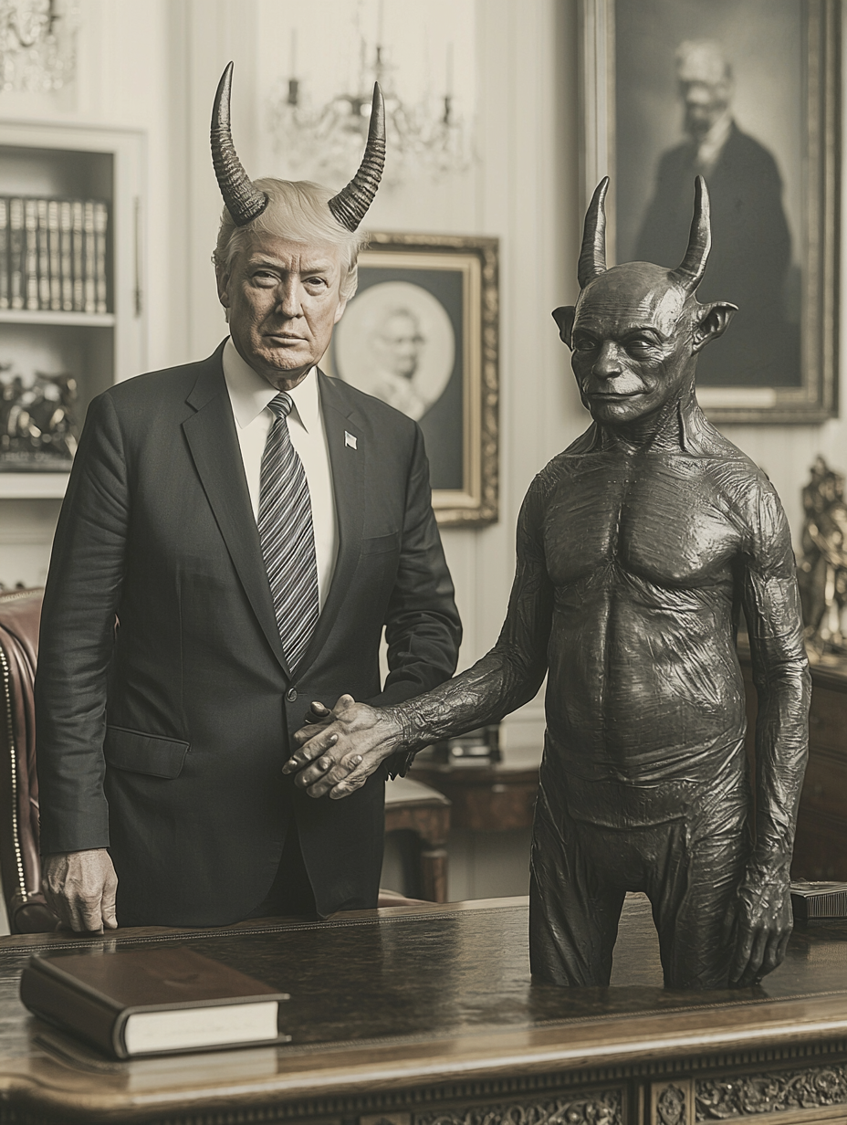 Vintage Demon Deals with Elon Musk at White House