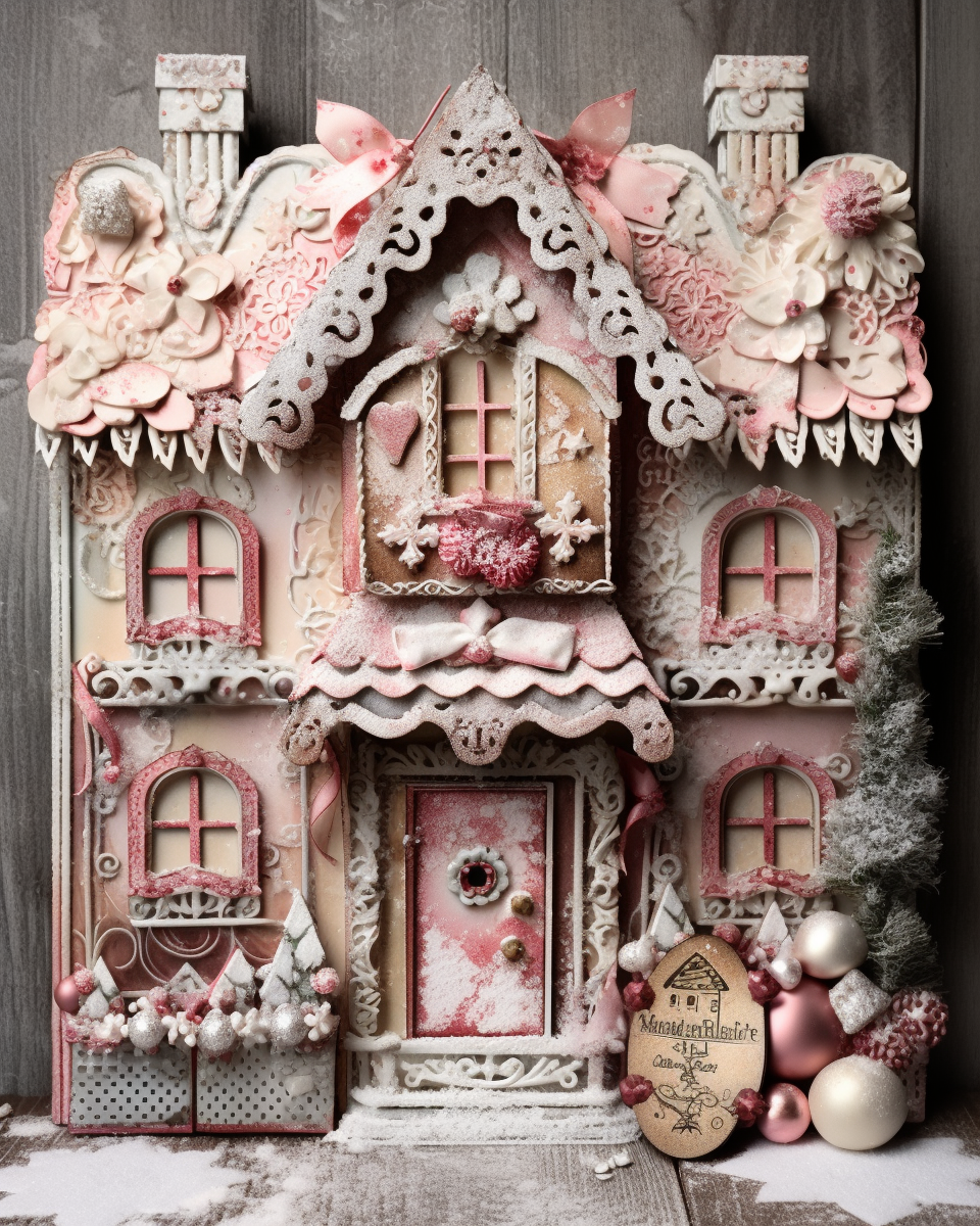 Vintage Style Christmas Gingerbread House Scrapbook