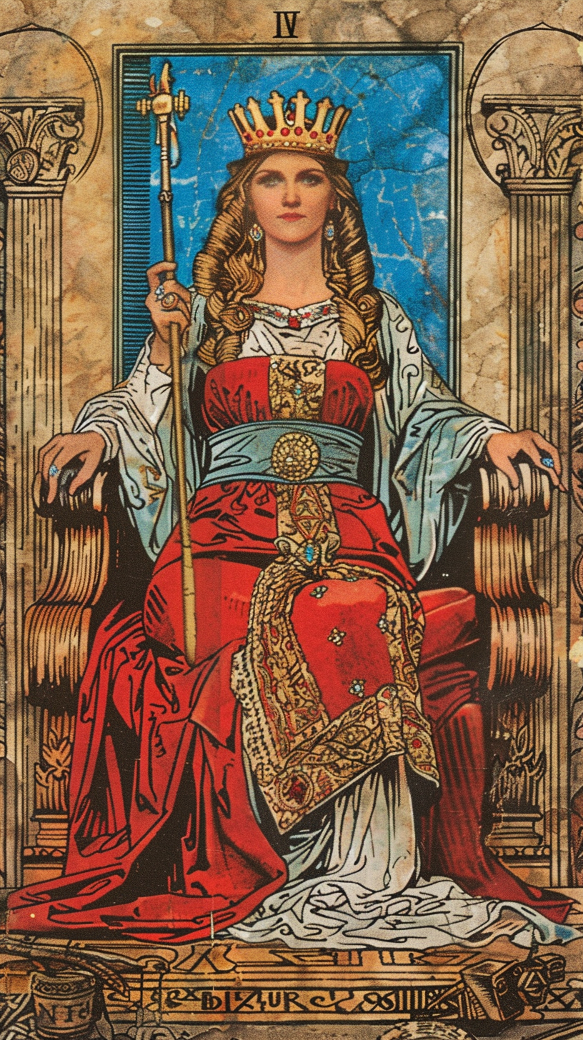 Vintage Tarot Card Lady Themed Throne Collage Art