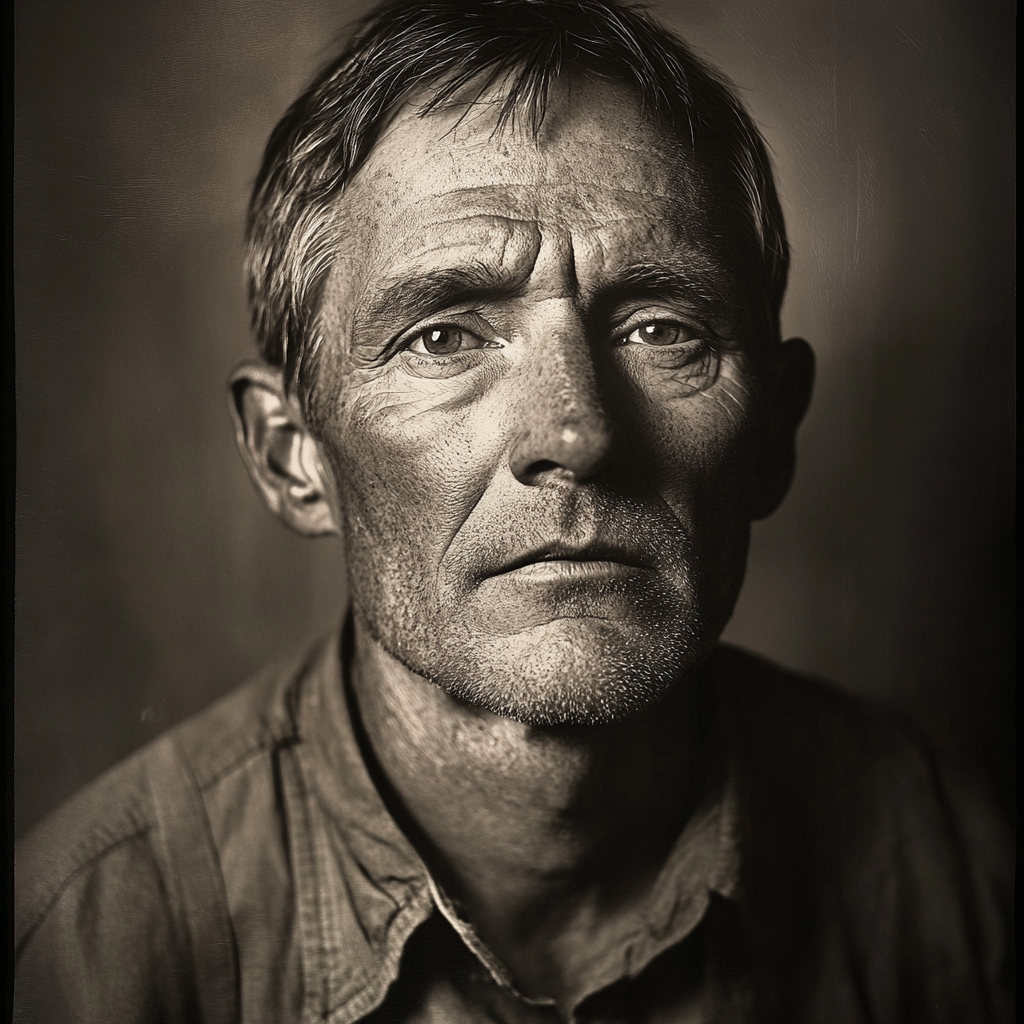 Vintage black and white photo of mature man