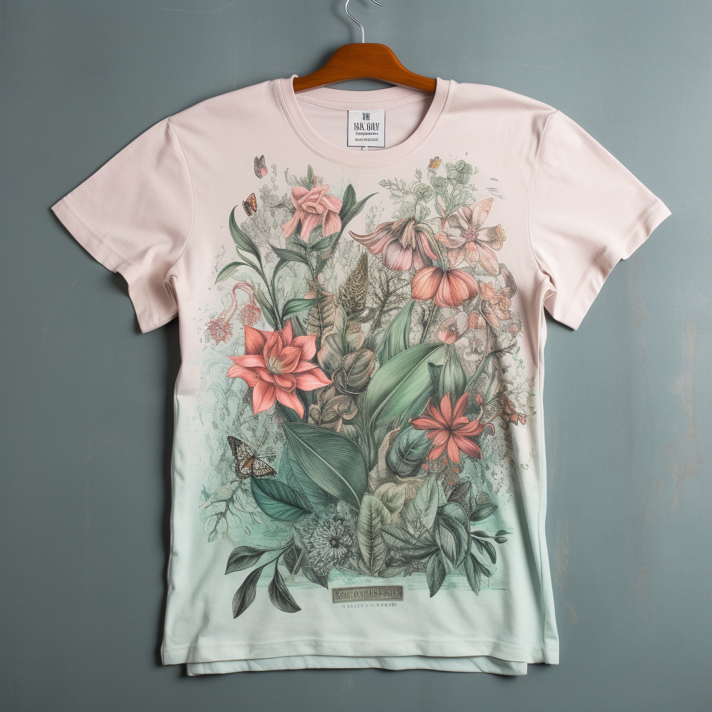 Vintage botanical print t-shirt design with rare plants.