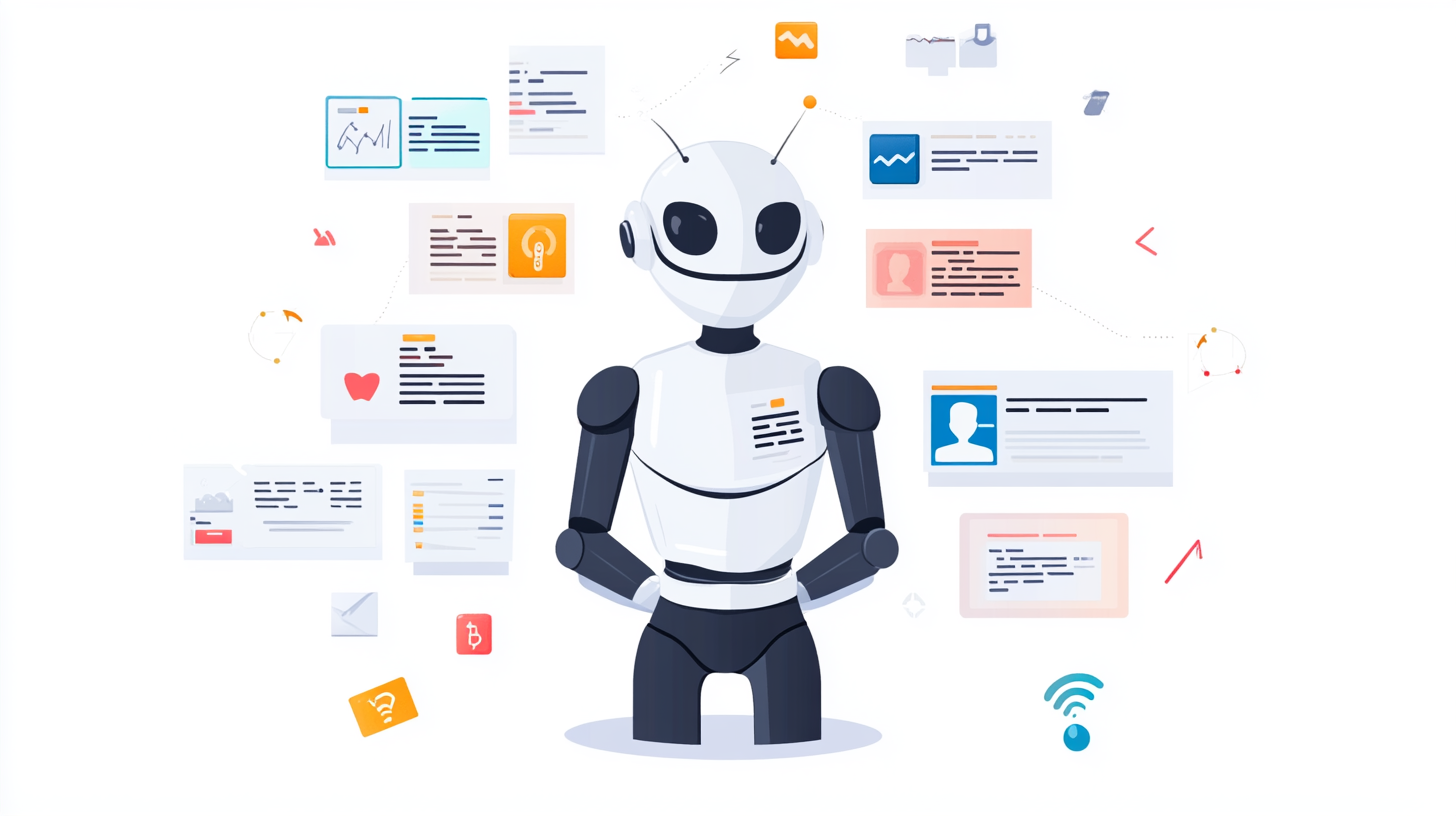 Visual representation of AI assistant extracting key data points.