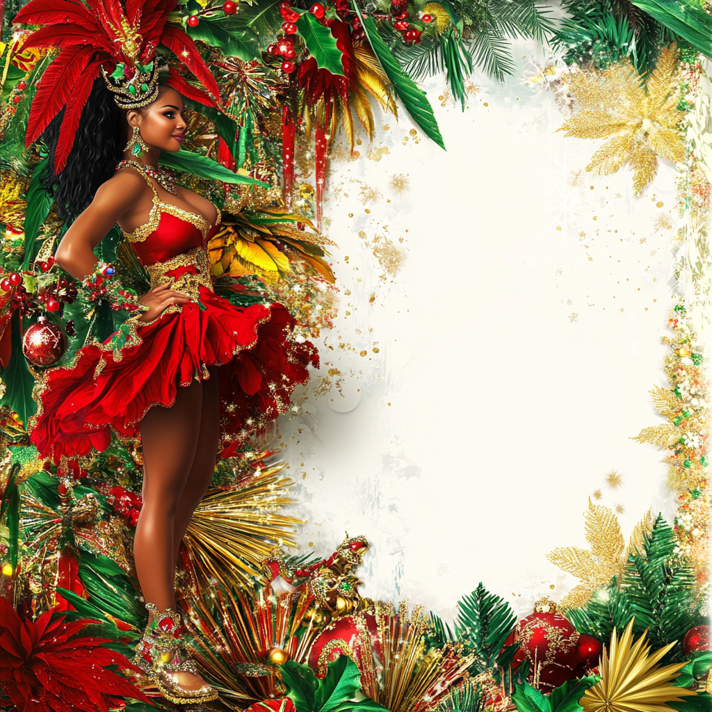 Vivid Christmas Samba Dancer Invitation Background