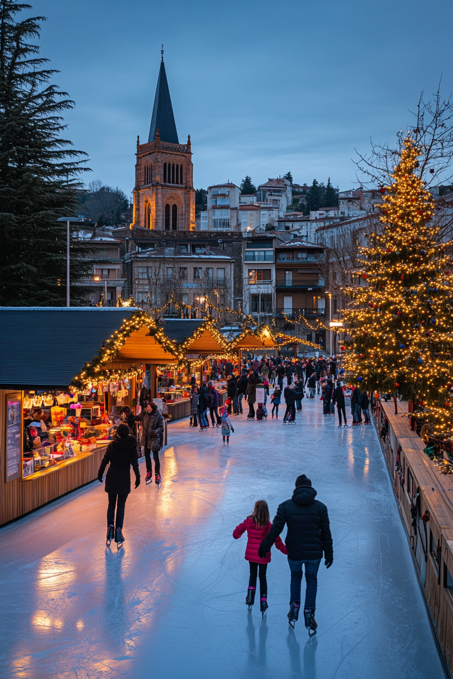 Vivid winter scene at Maria Pita Square, Coruña, Spain.