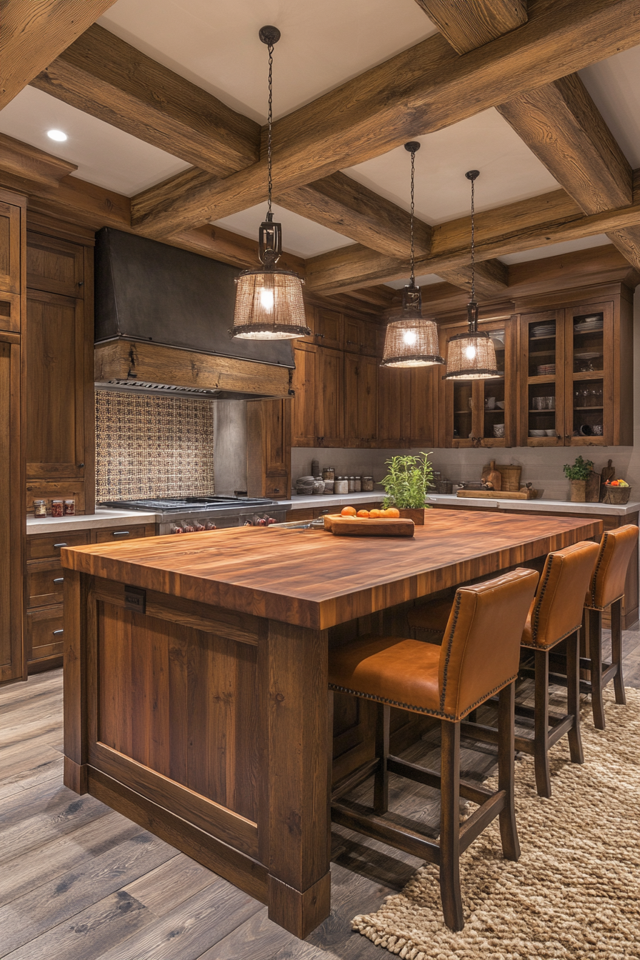 Warm Wood Tones Kitchen with Cozy Atmosphere