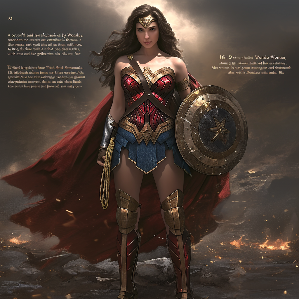 Warrior in Wonder Woman armor ready for battle.