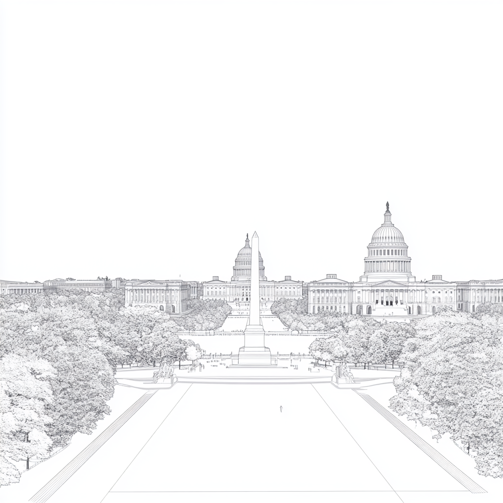 Washington Monument and Capitol Building in Vector Style