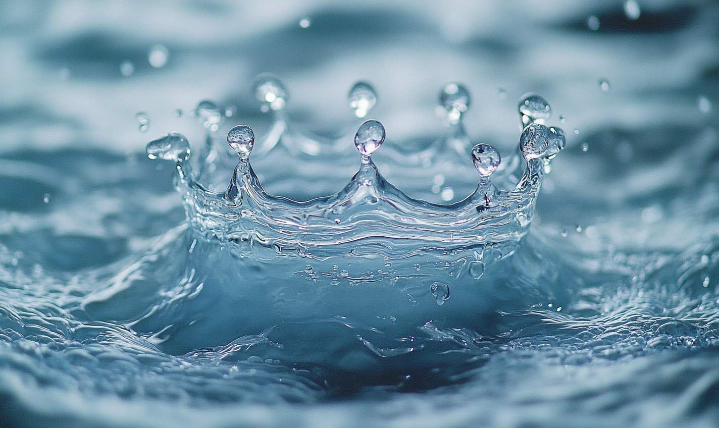 Water Splash Crown on Blue Background