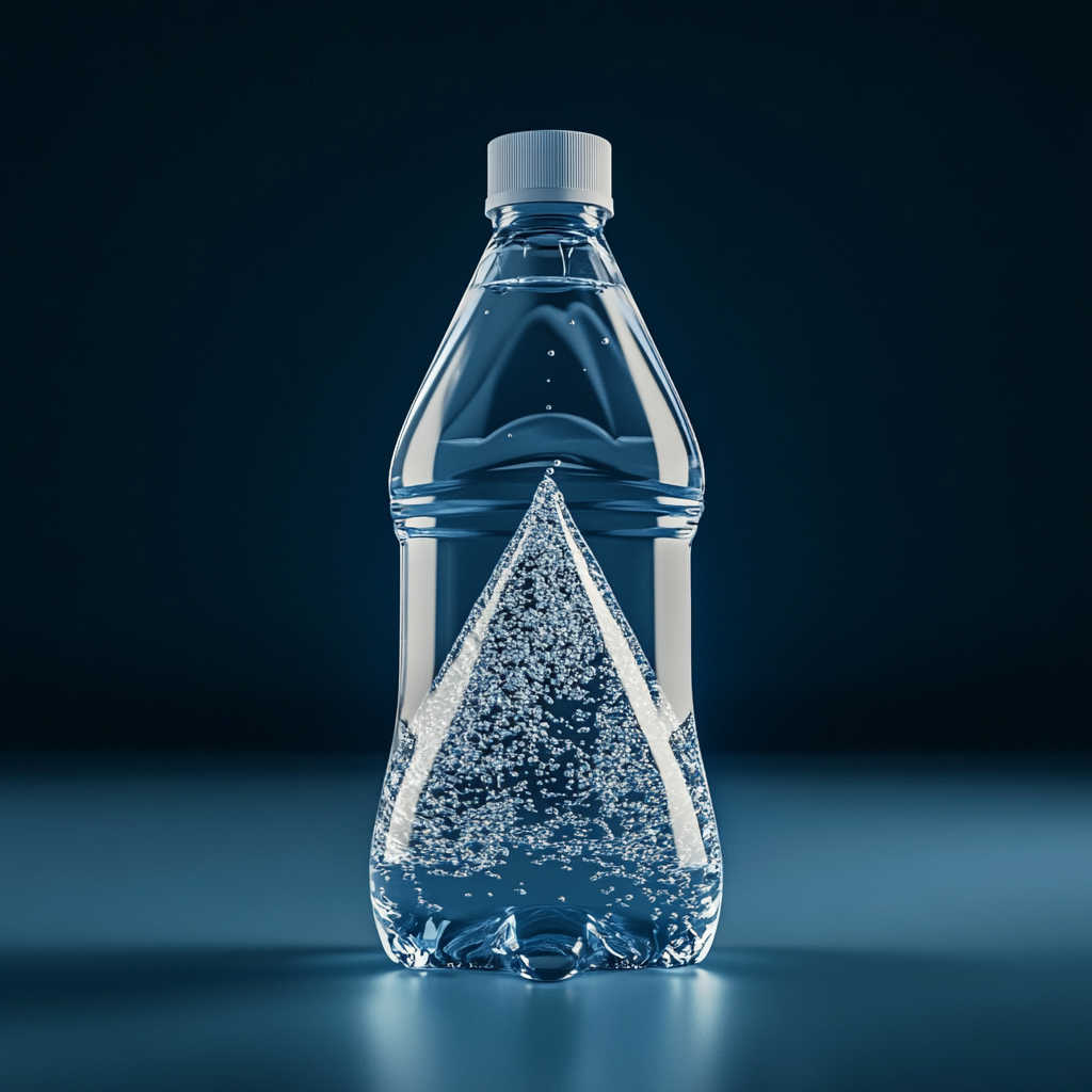 Water drop texture bottle with minimalist style in 3D.