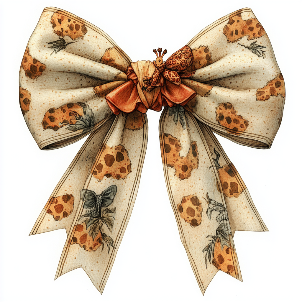 Watercolor Giraffe Print Bow Design on White Background