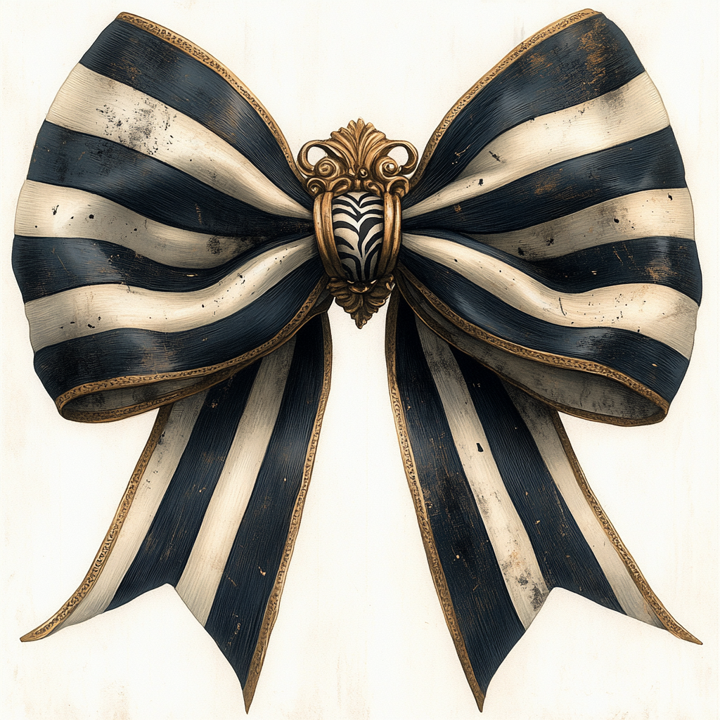 Watercolor Zebra Print Bow Design on White Background