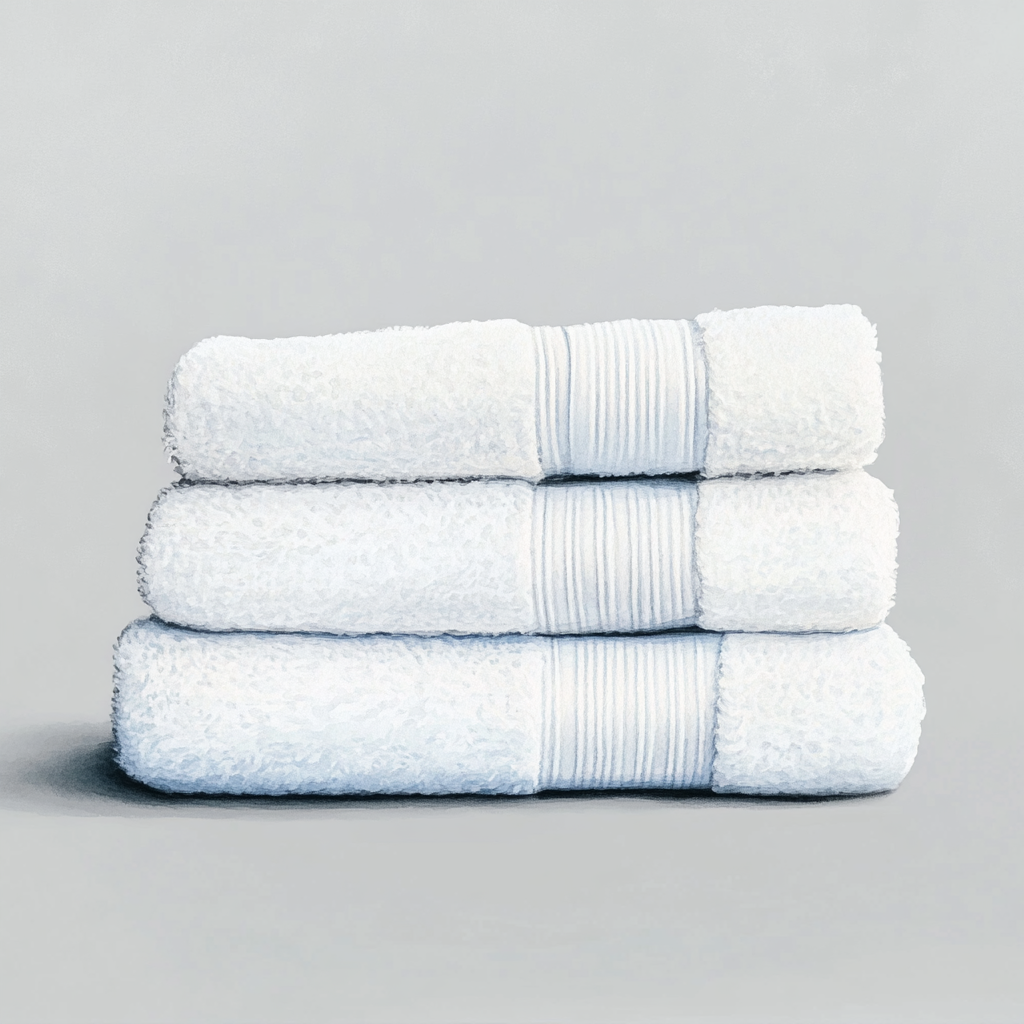 Watercolor of folded towels in soft colors luxury aesthetic